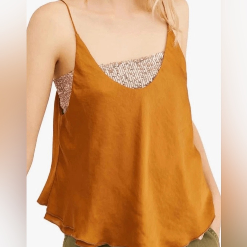 NWOT Free People Sequin Strap Top